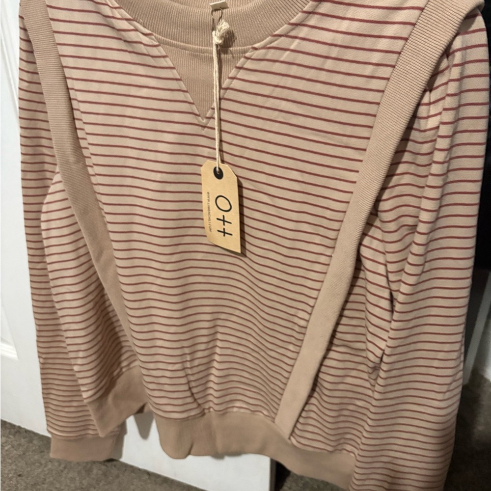 OTT Women's Striped Beige Sweater